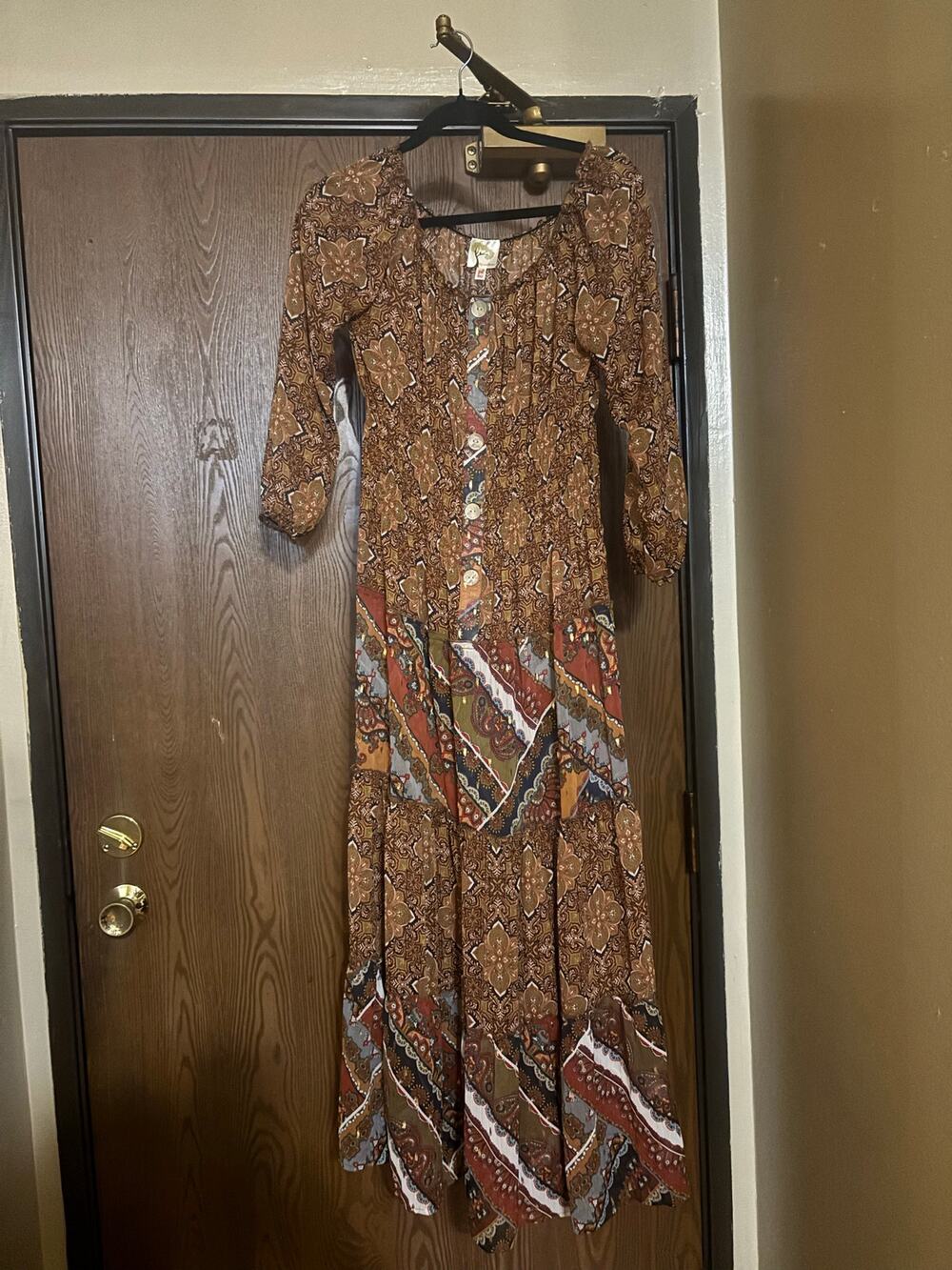 NWOT Fig and Flower Anthropologie Boho Indie Floral Beaded Sheer Maxi Dress